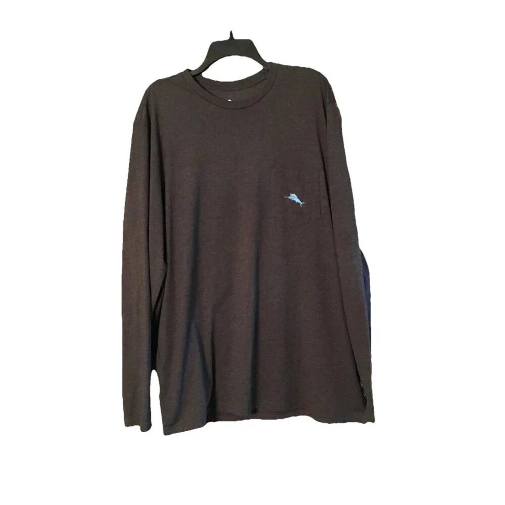 Tommy Bahama Icing the Kicker LS Pocket Tee Men’s 3XL Coal Heather Graphic Shirt - Picture 3 of 5